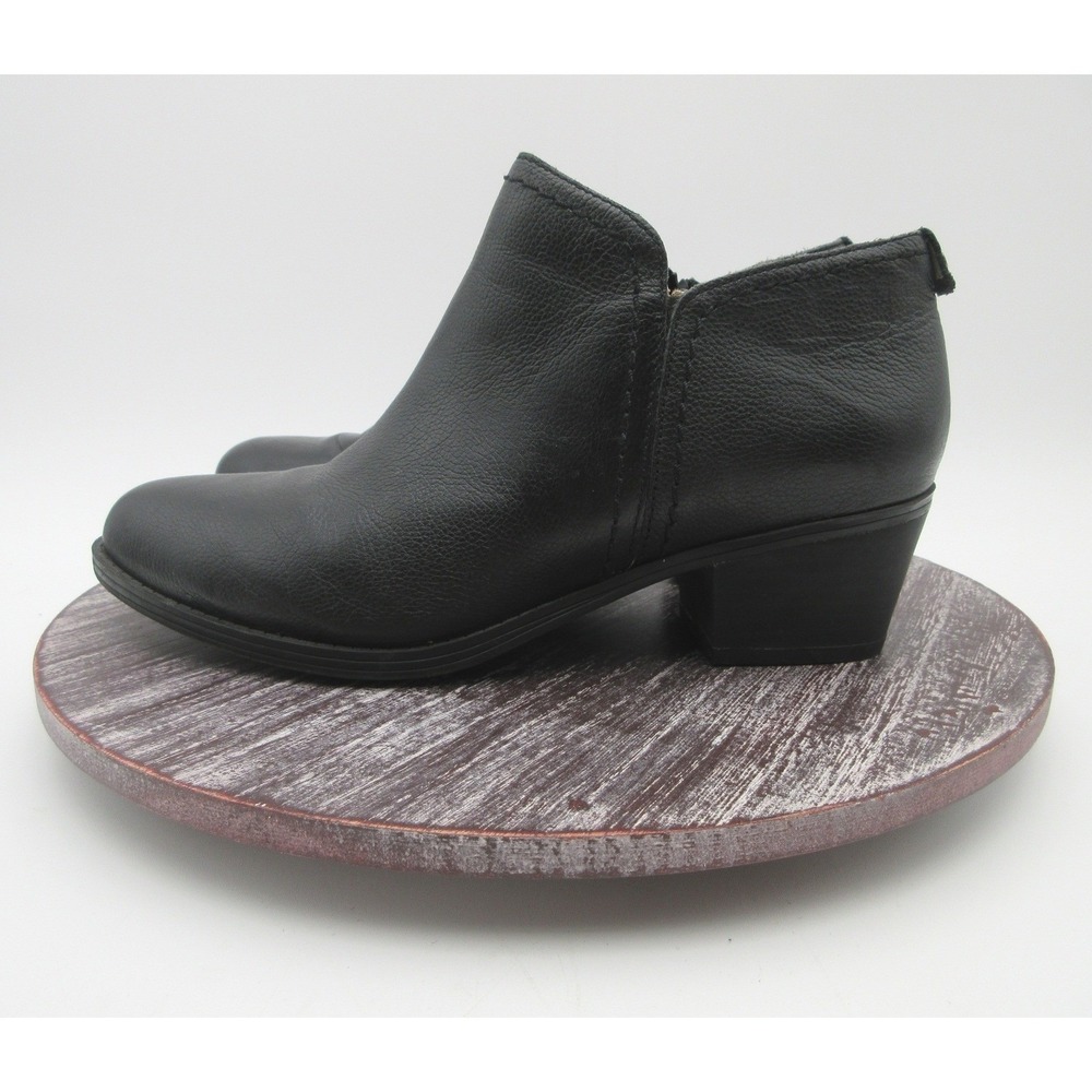 Naturalizer Booties Women 7.5 Leather Ankle Boots Block Side Zip Shoes Comfort